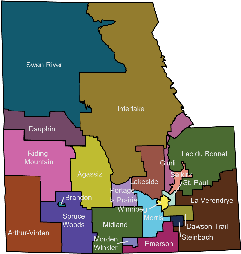 Southern Manitoba Constituencies Manitoba Election 2016   South Named 